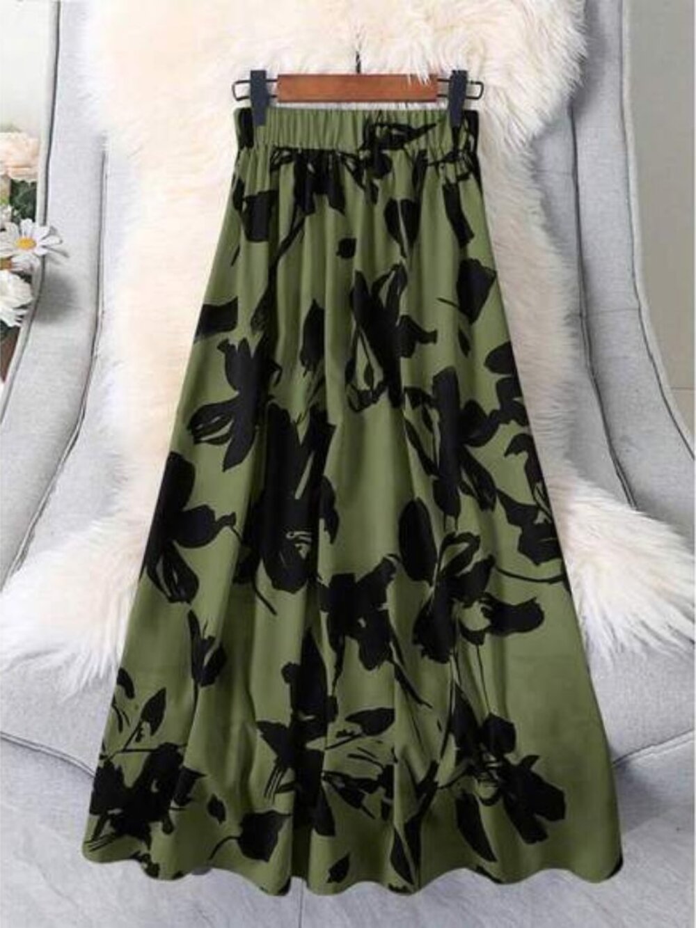 Floral Print Elastic Waist Skirt For Dailywear Casual Vacation Summer